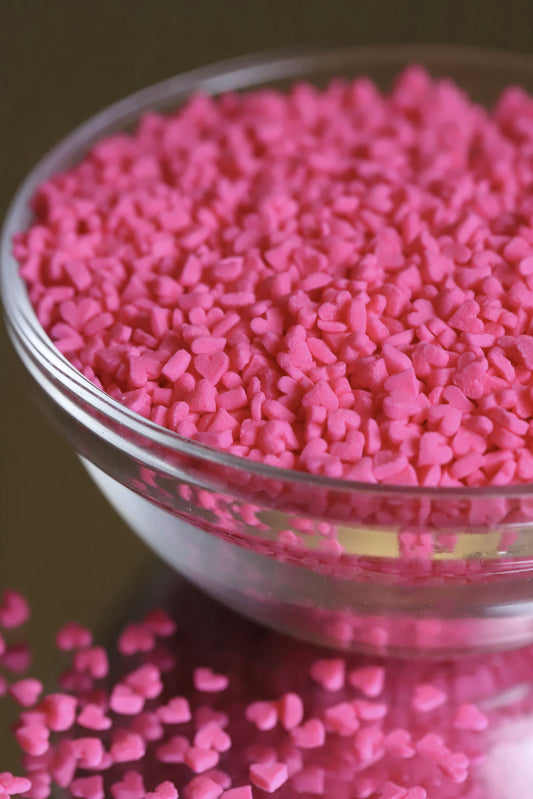 Pink Confetti Hearts - Halal, Vegetarian, Vegan, Kosher, Gluten Free Sprinkles