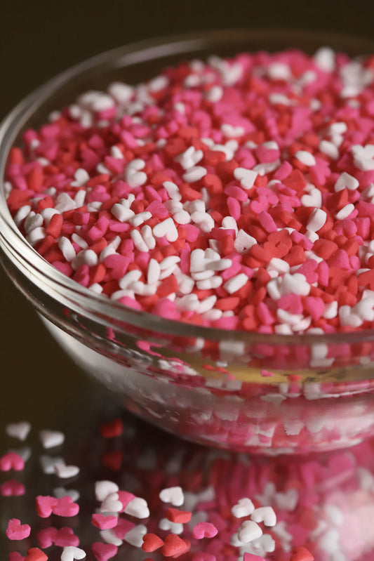 Mixed Confetti Hearts - Halal, Vegetarian, Vegan, Kosher, Gluten Free Sprinkles