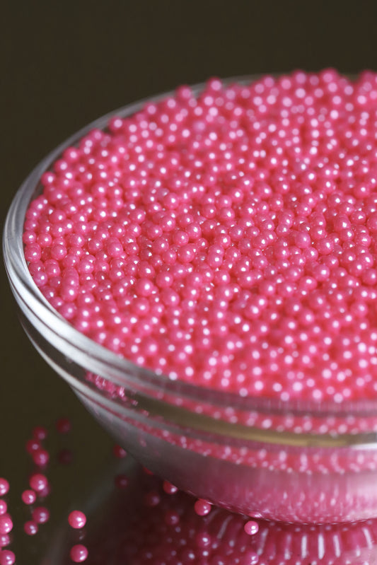 Dark Pink Pearlised Beads - Halal, Vegetarian, Vegan, Kosher, Gluten Free Sprinkles