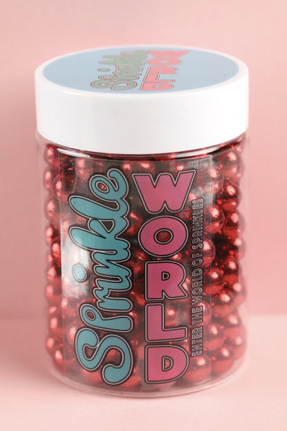 Ruby Red Metallic Beads - Halal, Vegetarian, Vegan, Kosher, Gluten Free Sprinkles