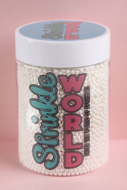 White Polished Beads - Halal, Vegetarian, Vegan, Kosher, Gluten Free Sprinkles