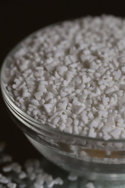 White Confetti Hearts - Halal, Vegetarian, Vegan, Kosher, Gluten Free Sprinkles
