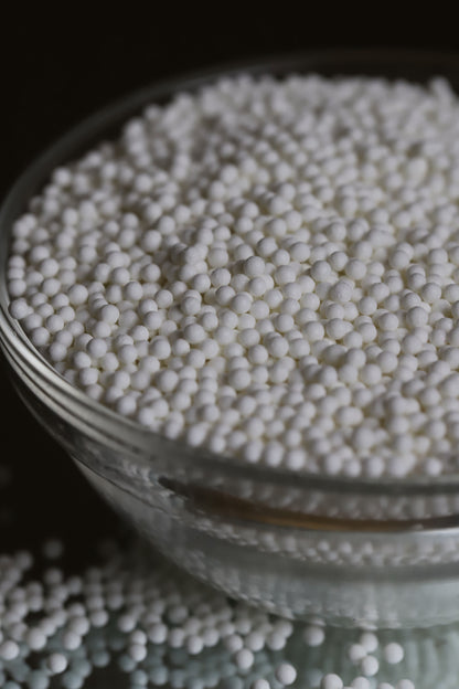 White Polished Beads - Halal, Vegetarian, Vegan, Kosher, Gluten Free Sprinkles