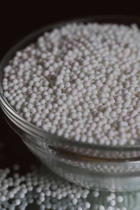 White Polished Beads - Halal, Vegetarian, Vegan, Kosher, Gluten Free Sprinkles