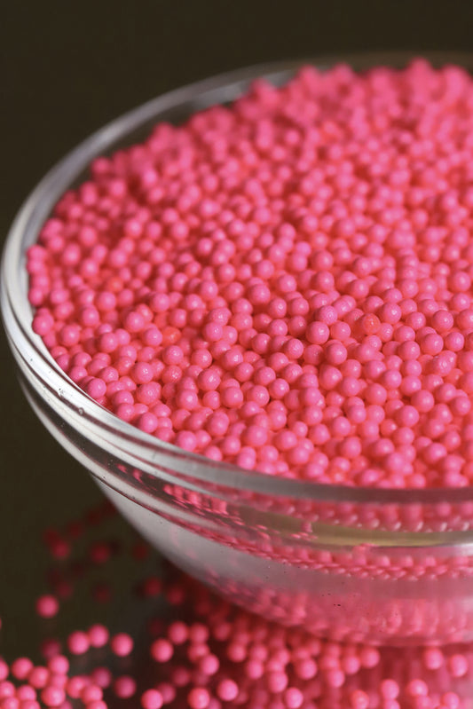 Dark Pink Polished Beads - Halal, Vegetarian, Vegan, Kosher, Gluten Free Sprinkles